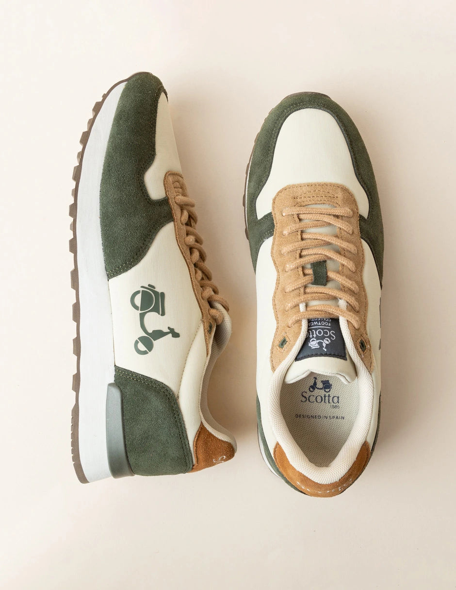 Zapatillas deportivas hombre verde y blanco