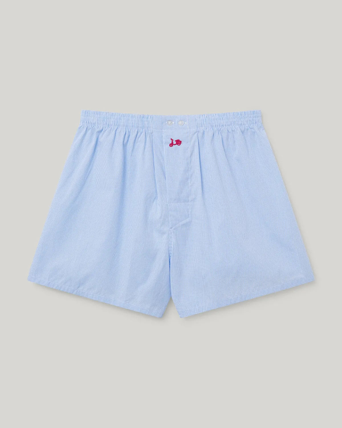 Boxer orgânico xadrez azul-celeste