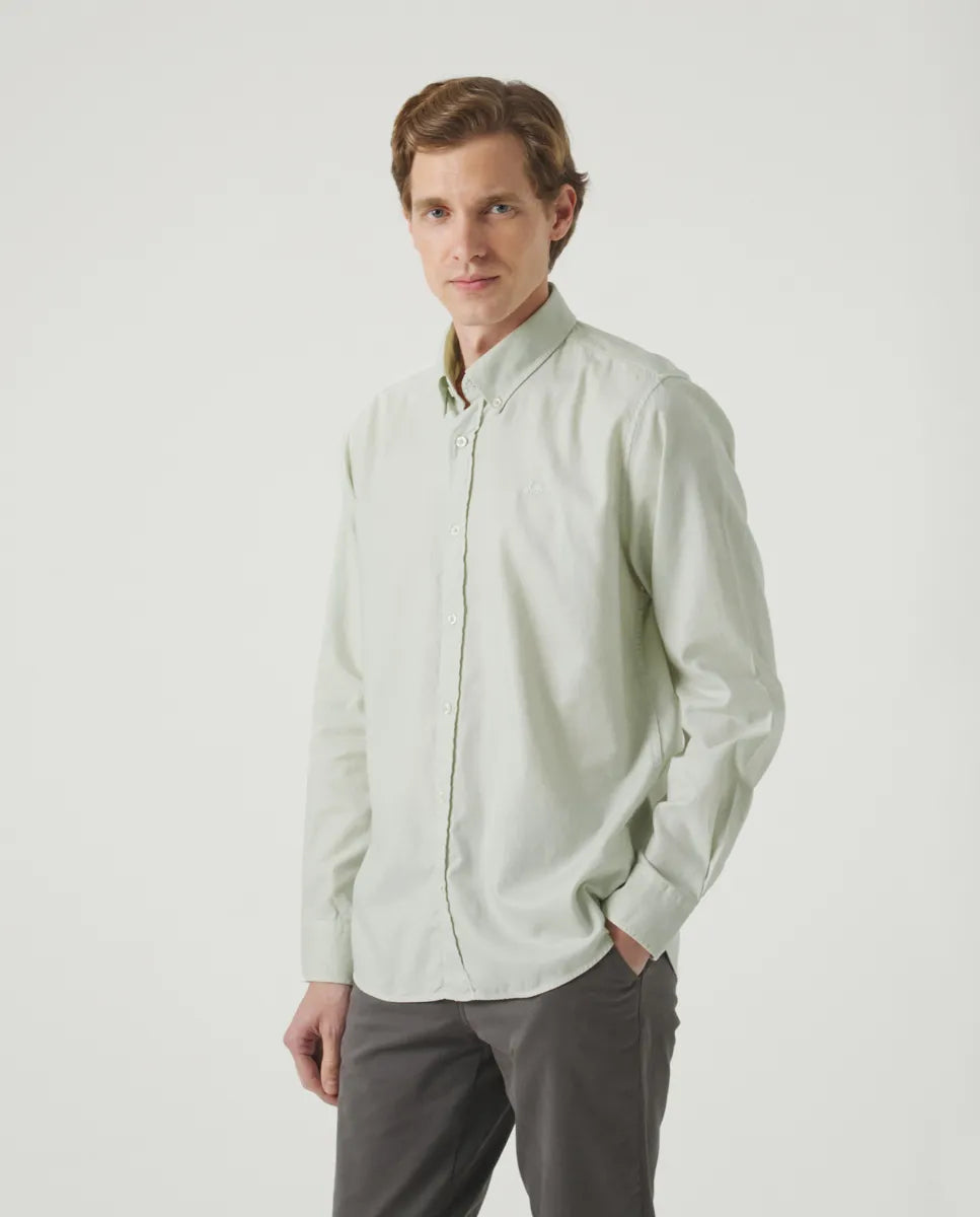 Camisa Estructura Pinpoint Verde Grisáceo