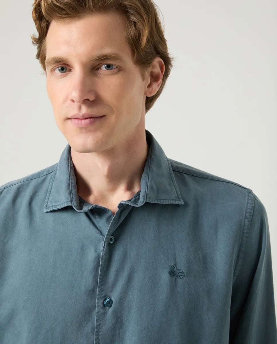 Camisa Forest Tencel Linen Verde Botella