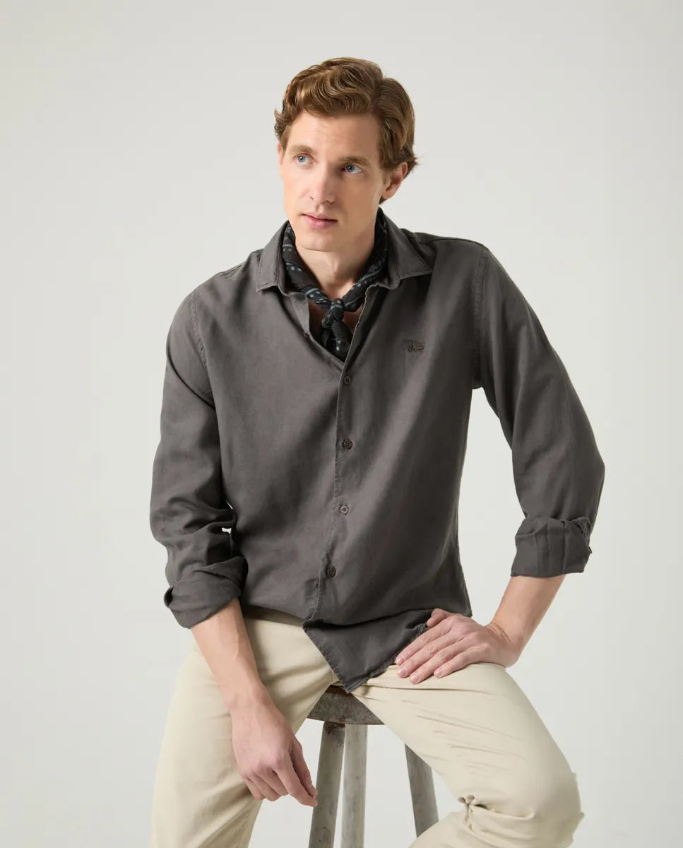 Camisa Forest Tencel Linen Gris Oscuro