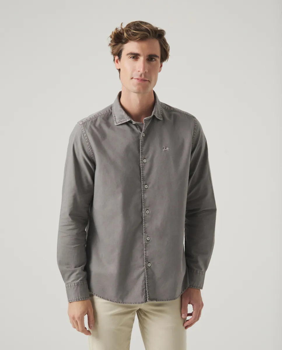 Camisa Oxford Tintada Gris
