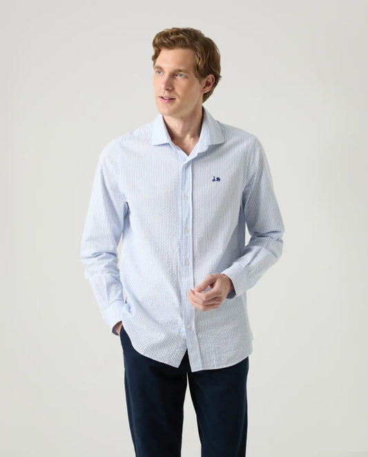 Camisa Raya Seersuker Celeste