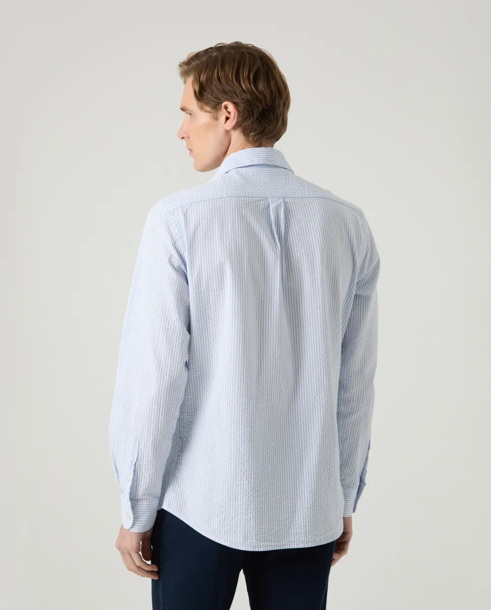 Camisa Raya Seersuker Celeste