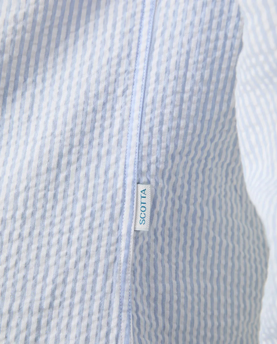 Camisa Raya Seersuker Celeste
