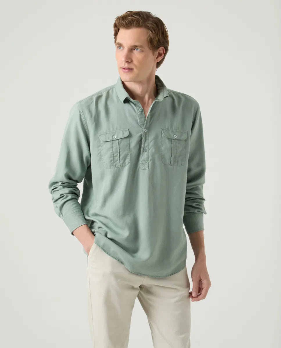 Camisa Polera Forest Tencel Linen Khaki