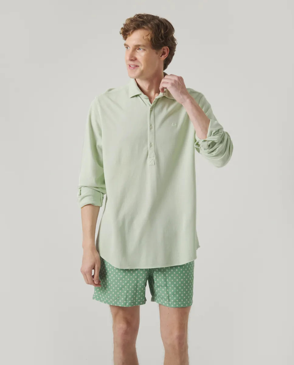 Camisa Polera Pique Verde Agua