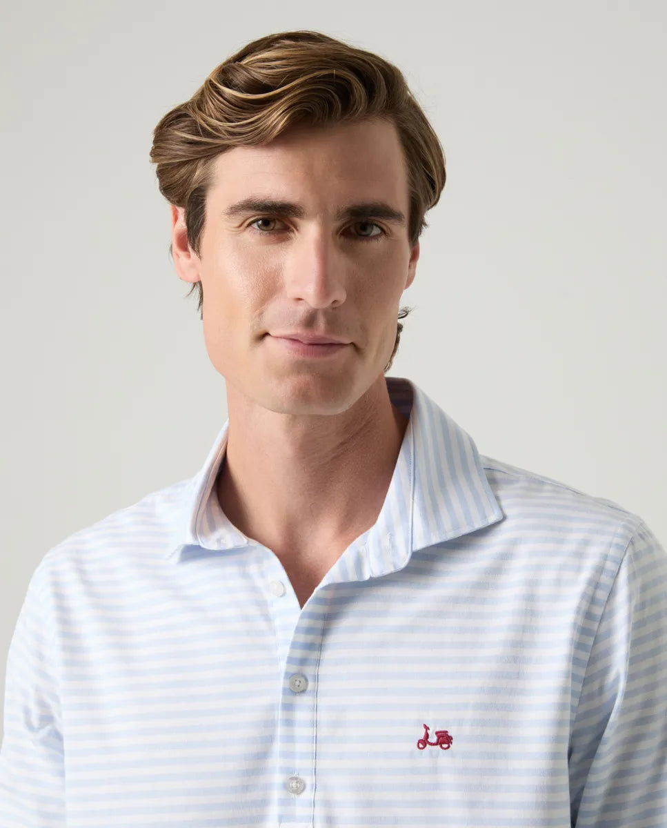 Camisa polo Quarter Celeste
