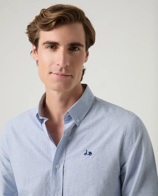 Camisa xadrez azul denim