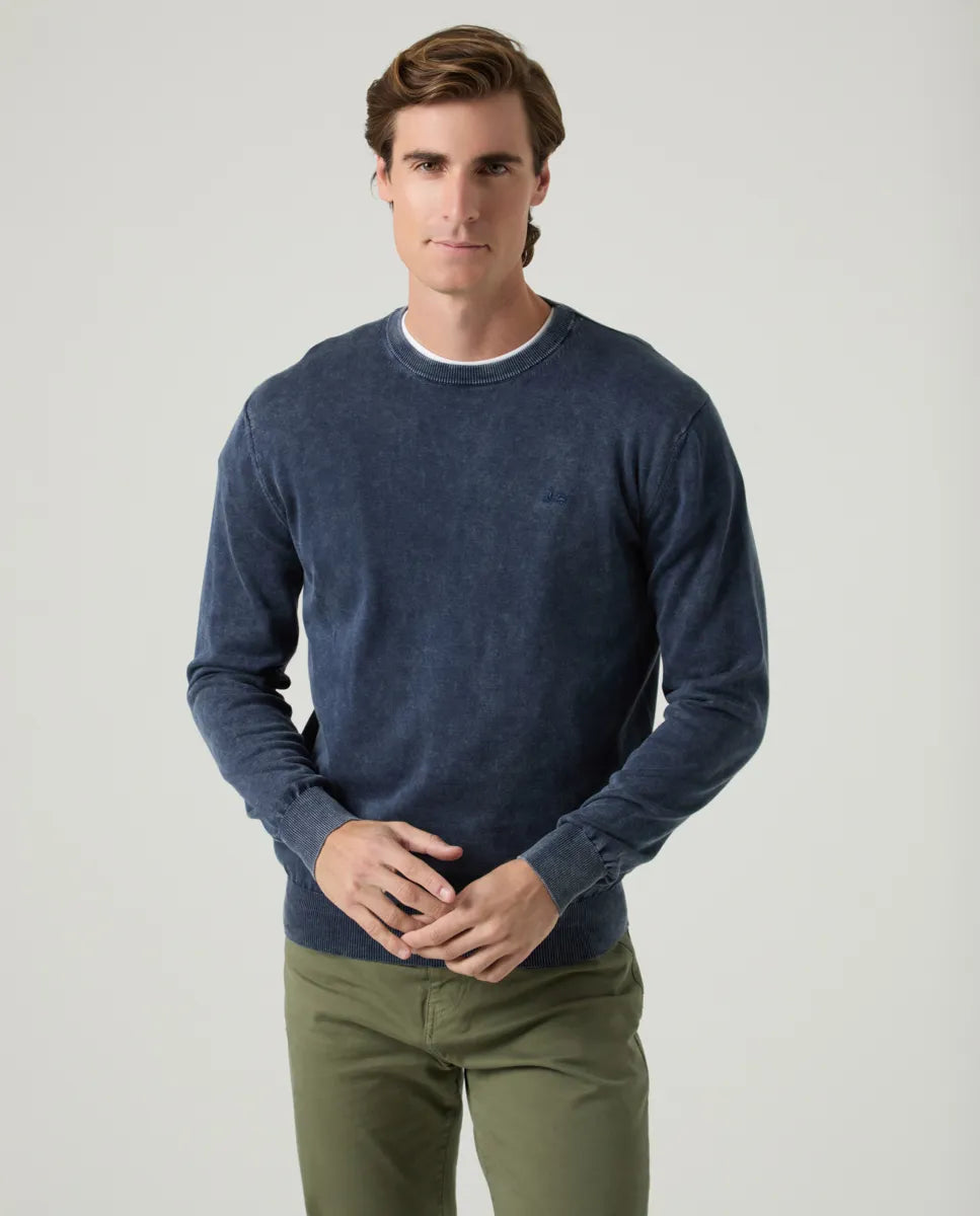 Jersey Lavado Crew Neck Cotton Marino
