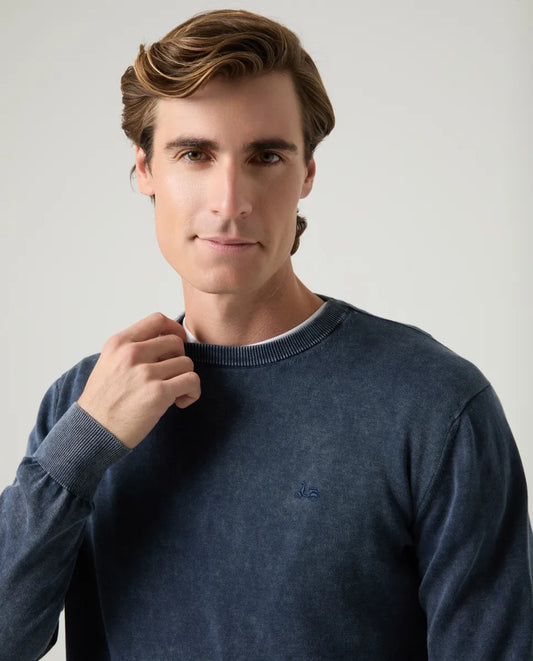 Jersey Lavado Crew Neck Cotton Marino