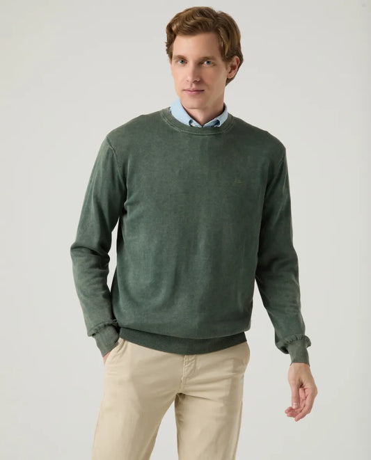 Jersey Lavado Crew Neck Cotton Khaki