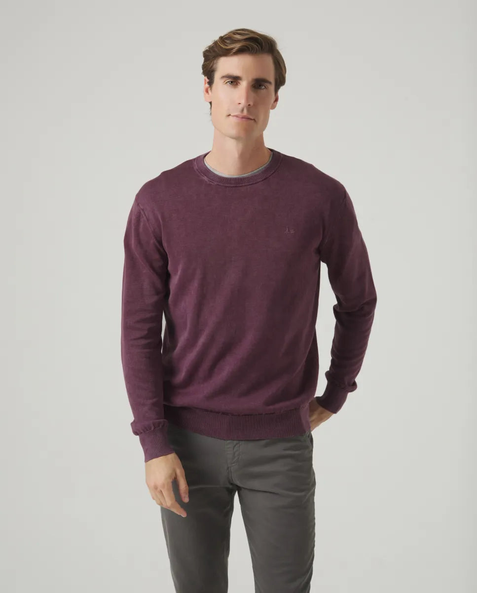 Jersey Lavado Crew Neck Cotton Burdeos
