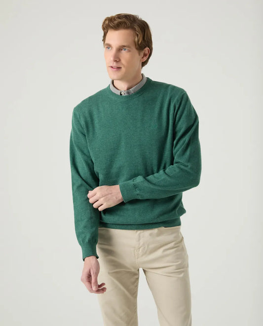 Jersey Classic Crew Neck Cotton Verde Botella