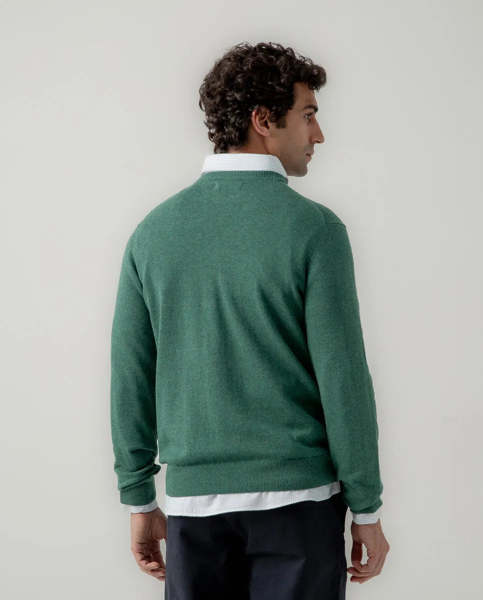 Jersey classic crew neck cotton verde botella | SCOTTA