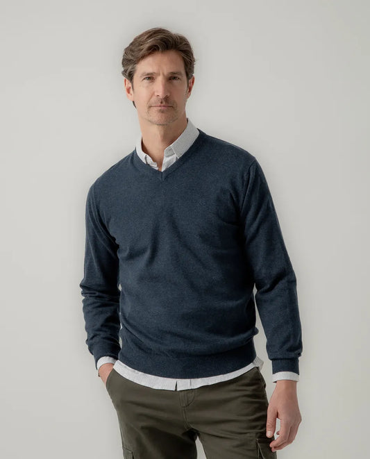 Jersey Classic V Neck Cotton Marino | SCOTTA