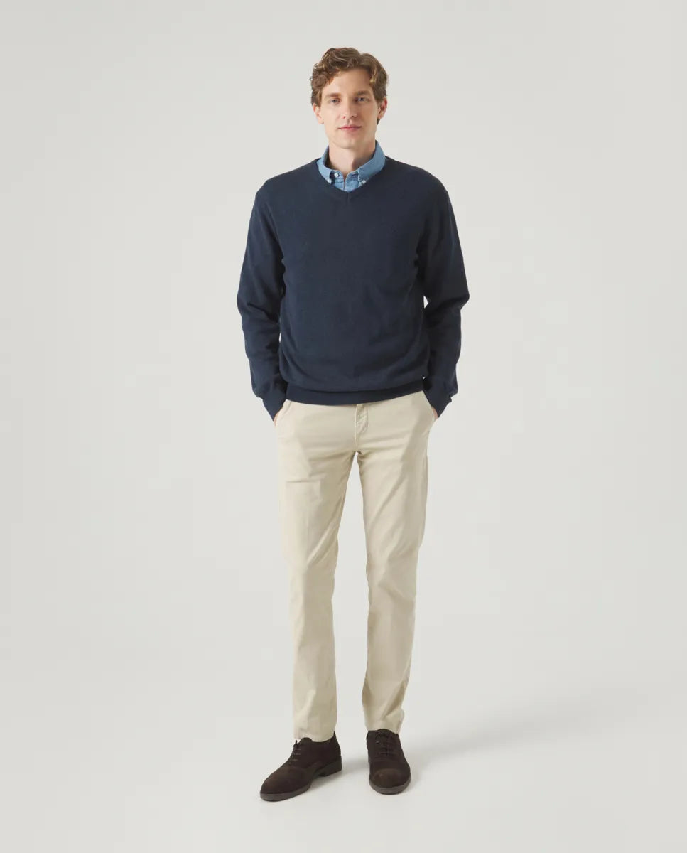 Jersey Classic V Neck Cotton Marino