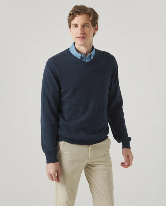Jersey Classic V Neck Cotton Marino
