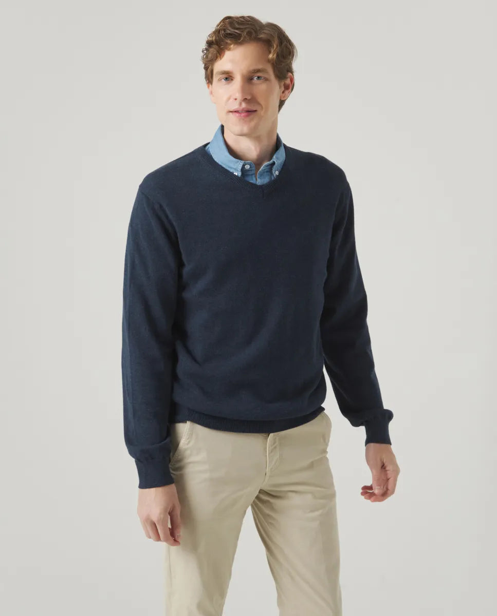 Jersey Classic V Neck Cotton Marino