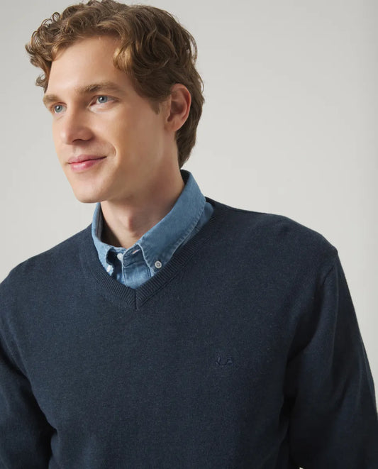 Jersey Classic V Neck Cotton Marino