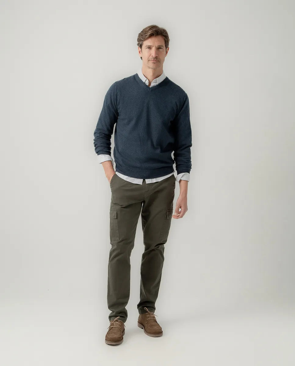Jersey Classic V Neck Cotton Marino | SCOTTA