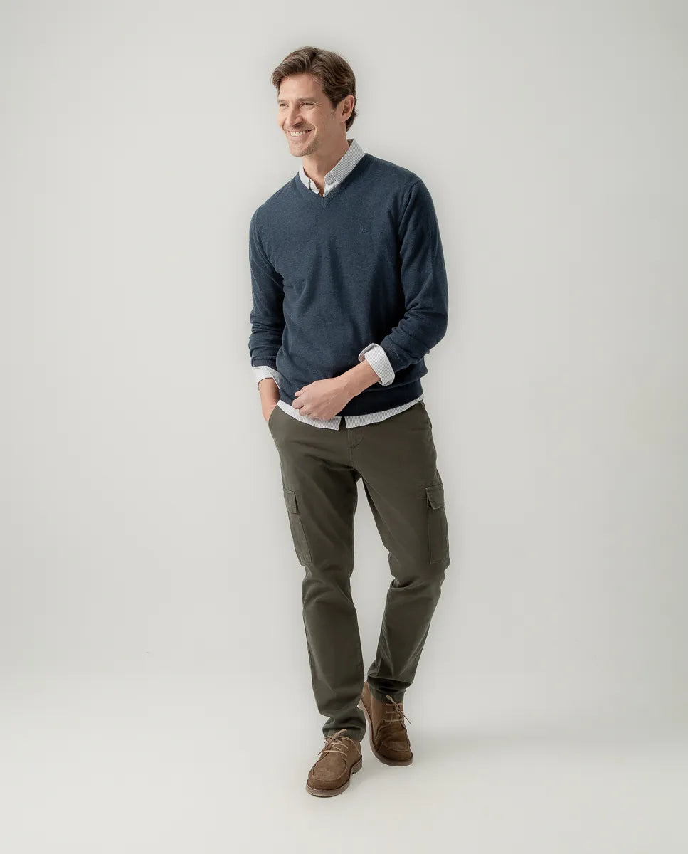 Jersey Classic V Neck Cotton Marino | SCOTTA
