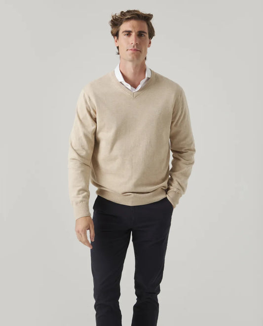 Jersey Classic V Neck Cotton Beige