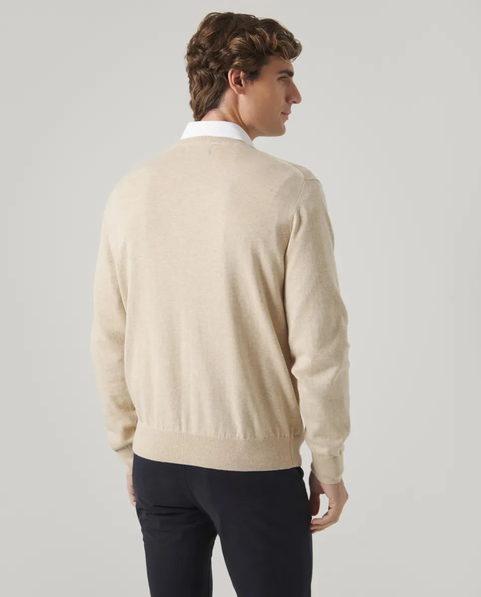 Jersey Classic V Neck Cotton Beige