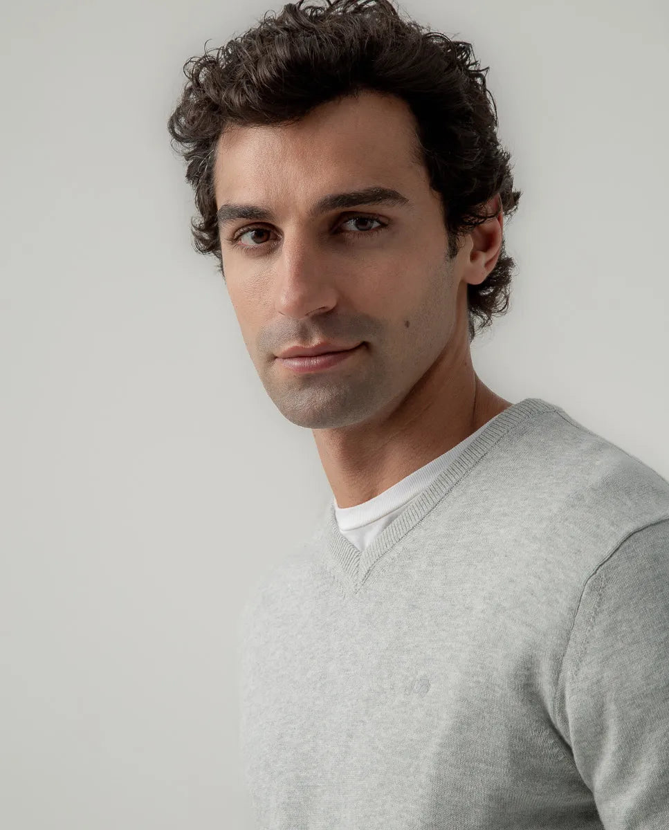 Jersey Classic V Neck Cotton Gris | SCOTTA