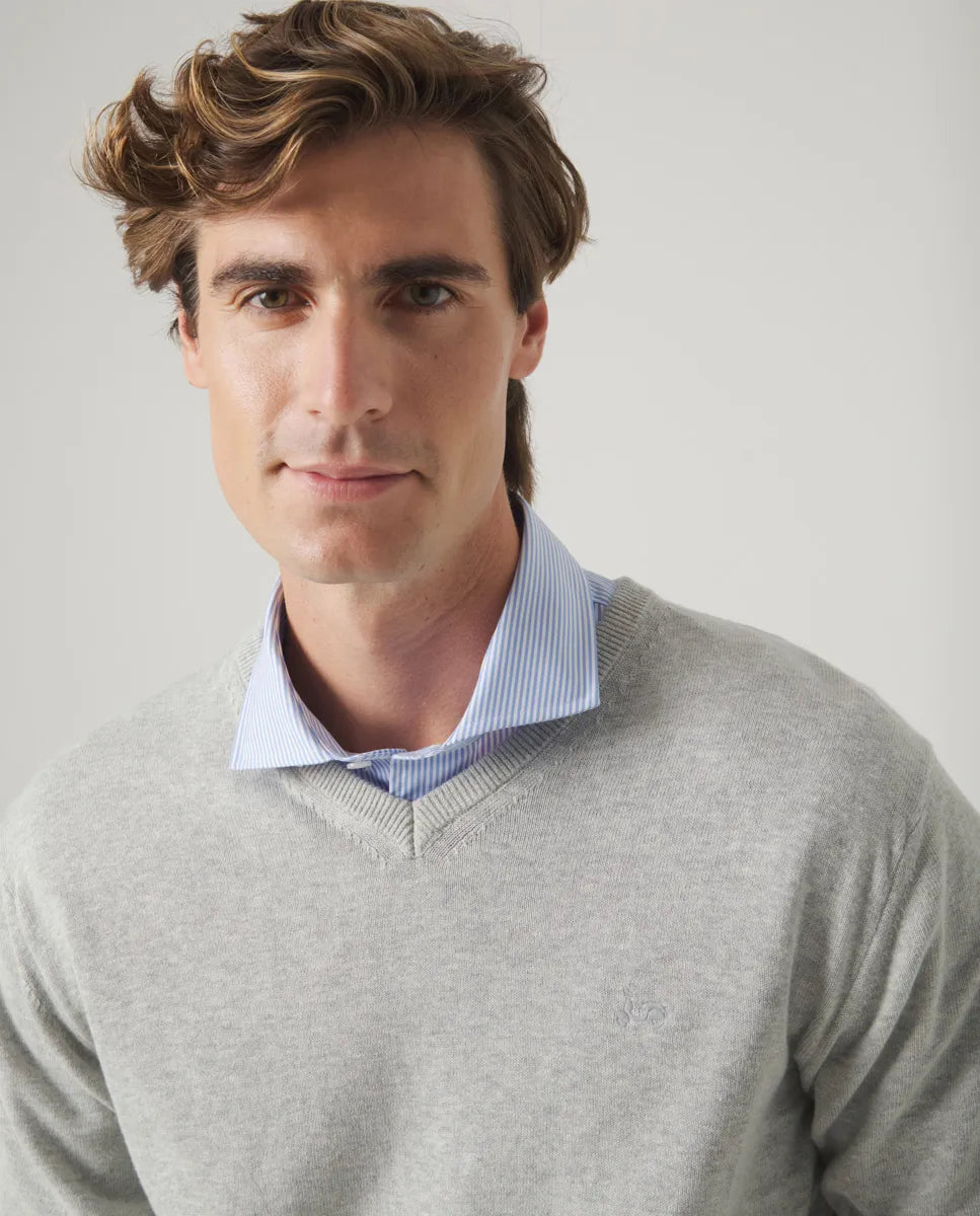 Jersey de pico gris hombre