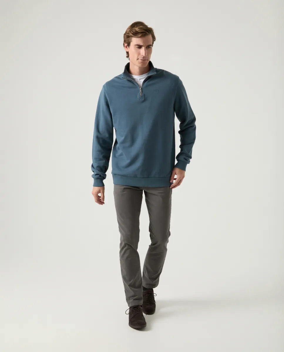 Sudadera media cremallera azul