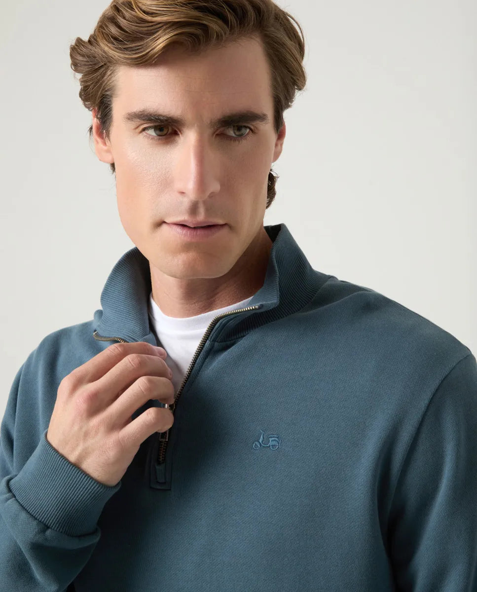 Sudadera media cremallera azul