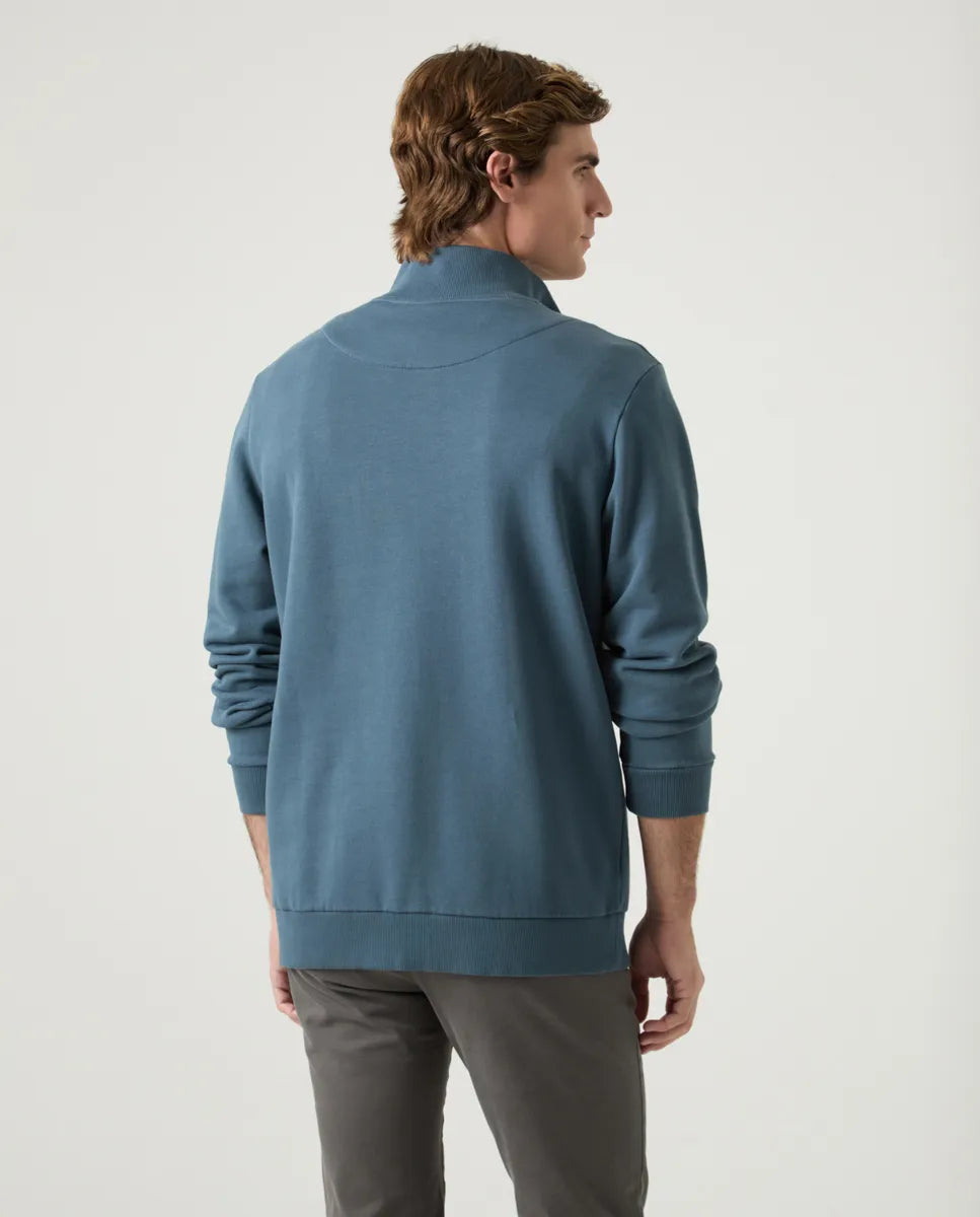 Sudadera media cremallera azul