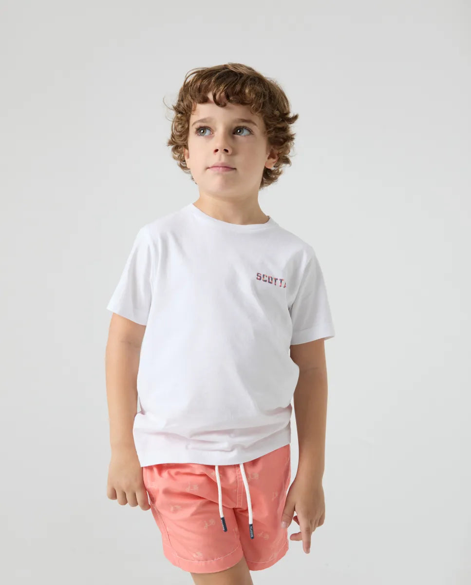 Camiseta Niño Ikat Moto Blanco | SCOTTA