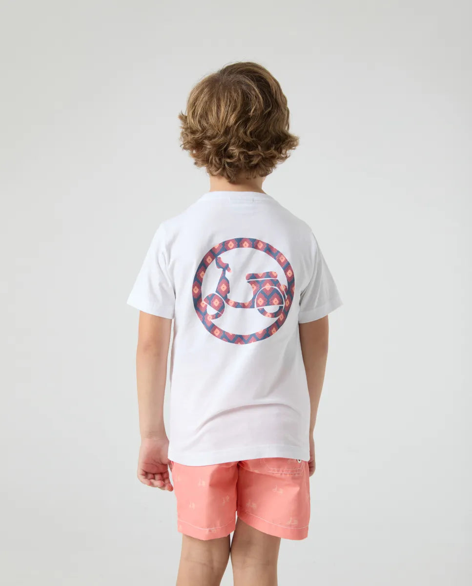 Camiseta Niño Ikat Moto Blanco | SCOTTA