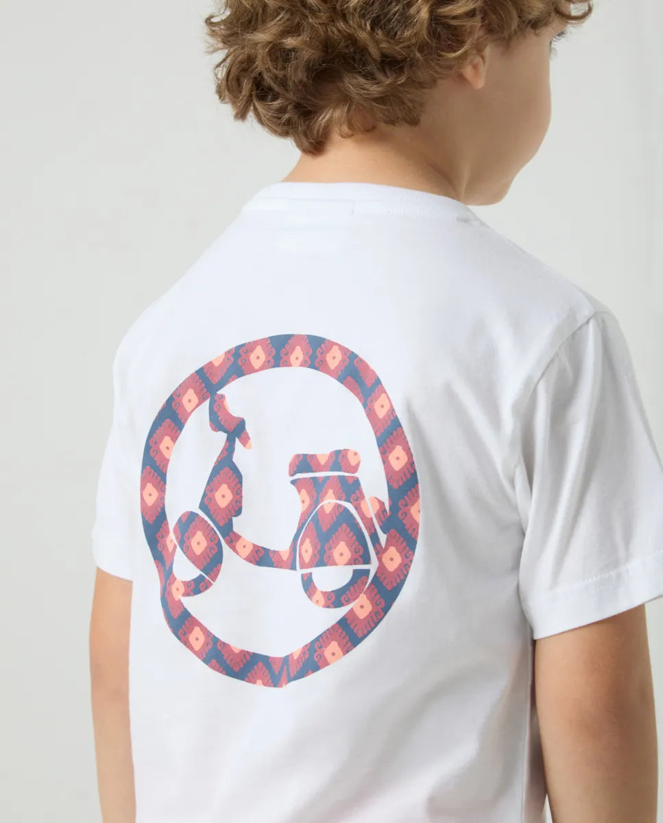 Camiseta Niño Ikat Moto Blanco | SCOTTA