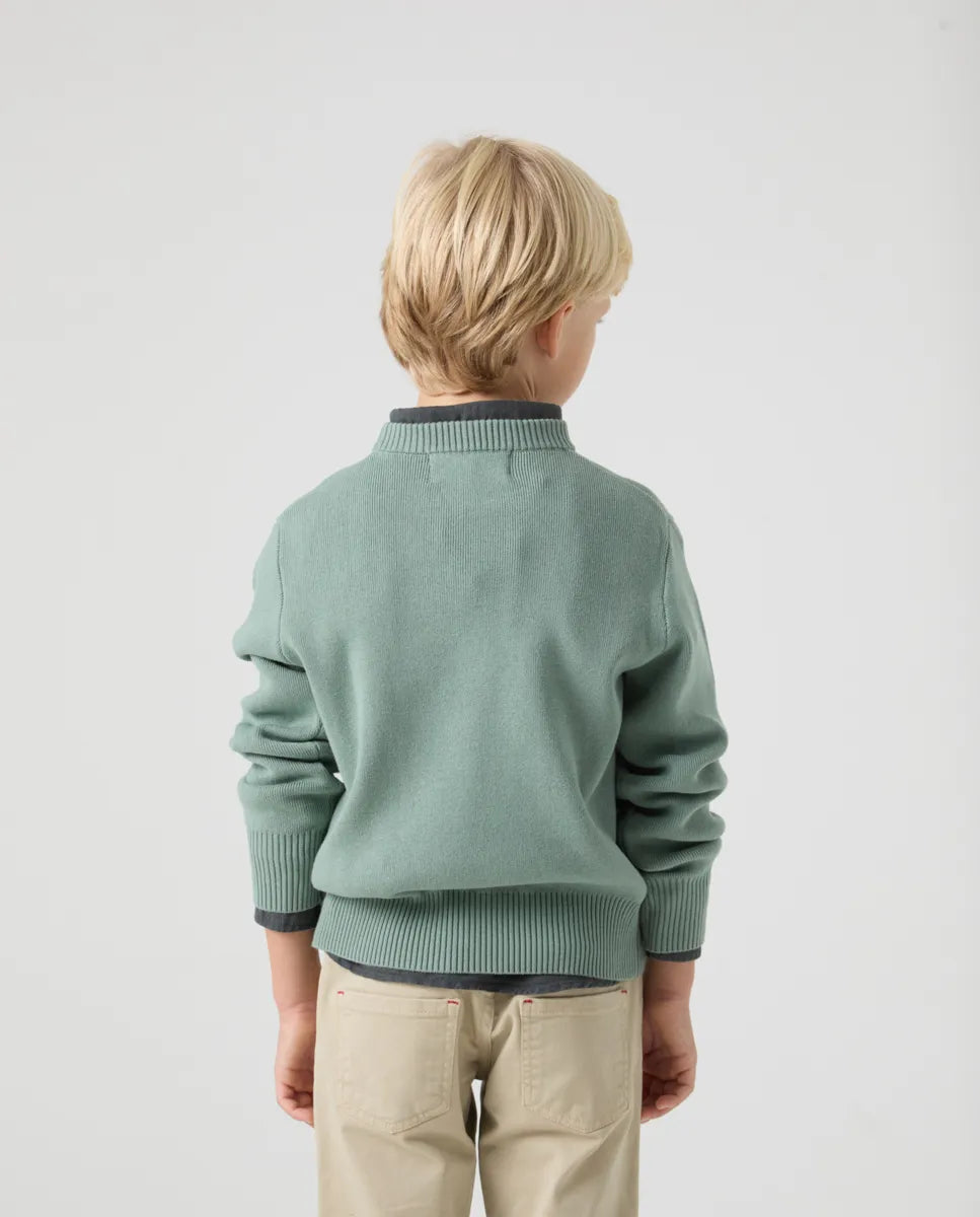 Jersey Niño Scotta Verde Grisaceo