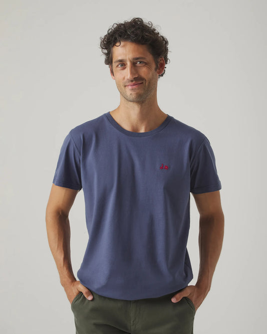 Camiseta azul básica logo
