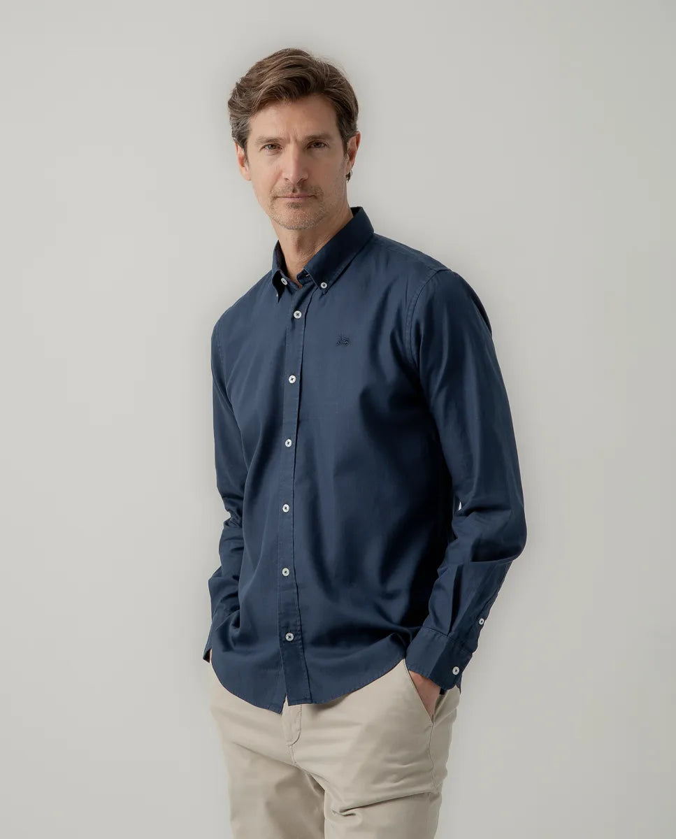 Camisa estructura pinpoint marino | SCOTTA