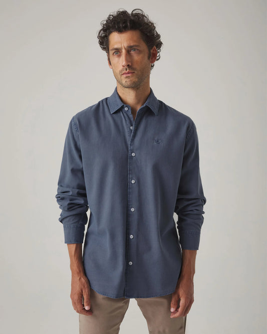 Camisa de algodón azul