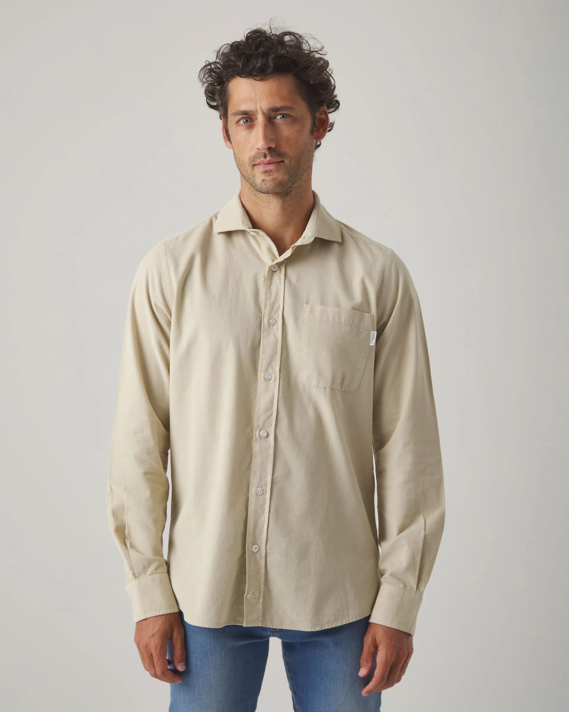 Camisa beige micropana 