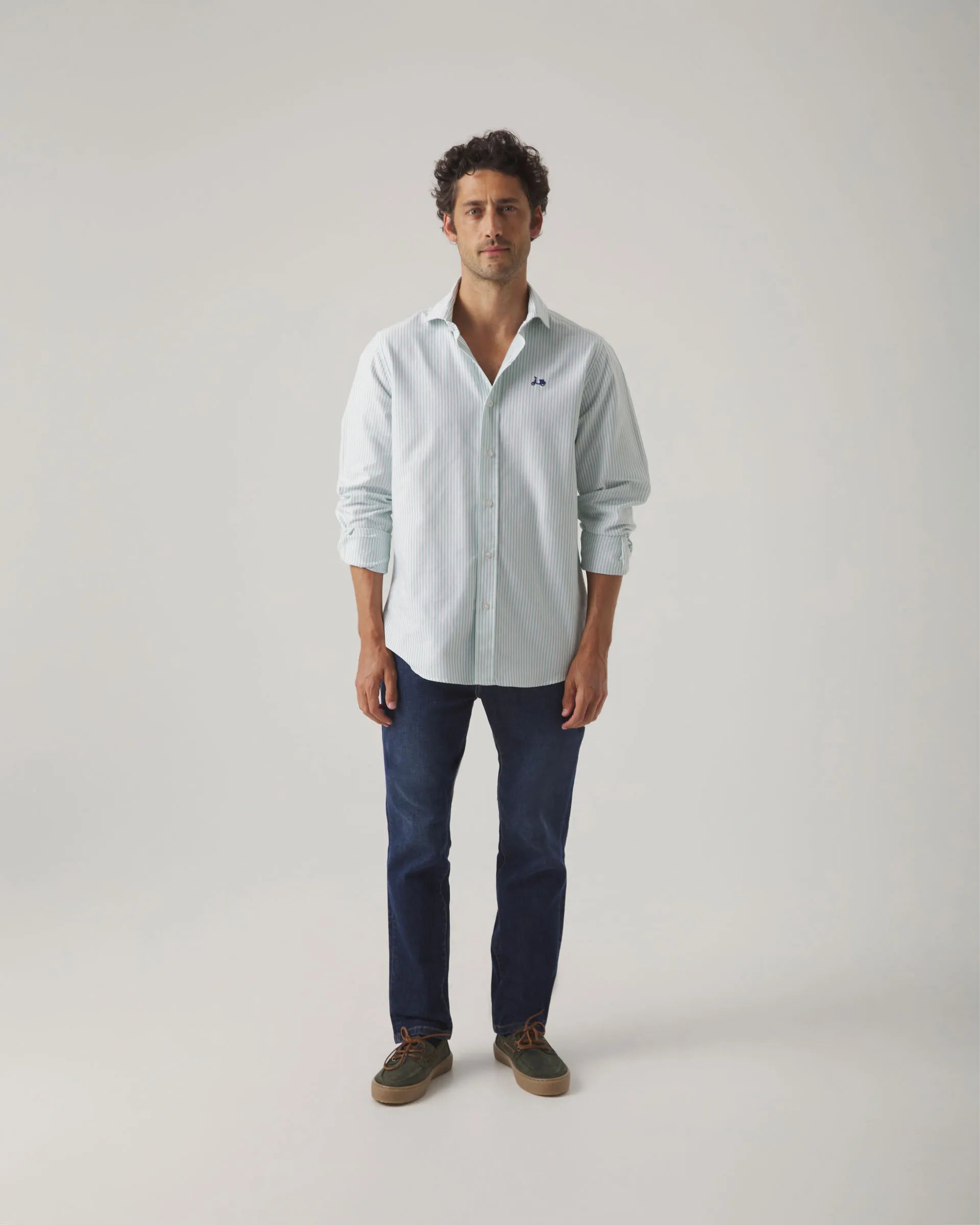 Camisa Oxford Rayas Organic Verde
