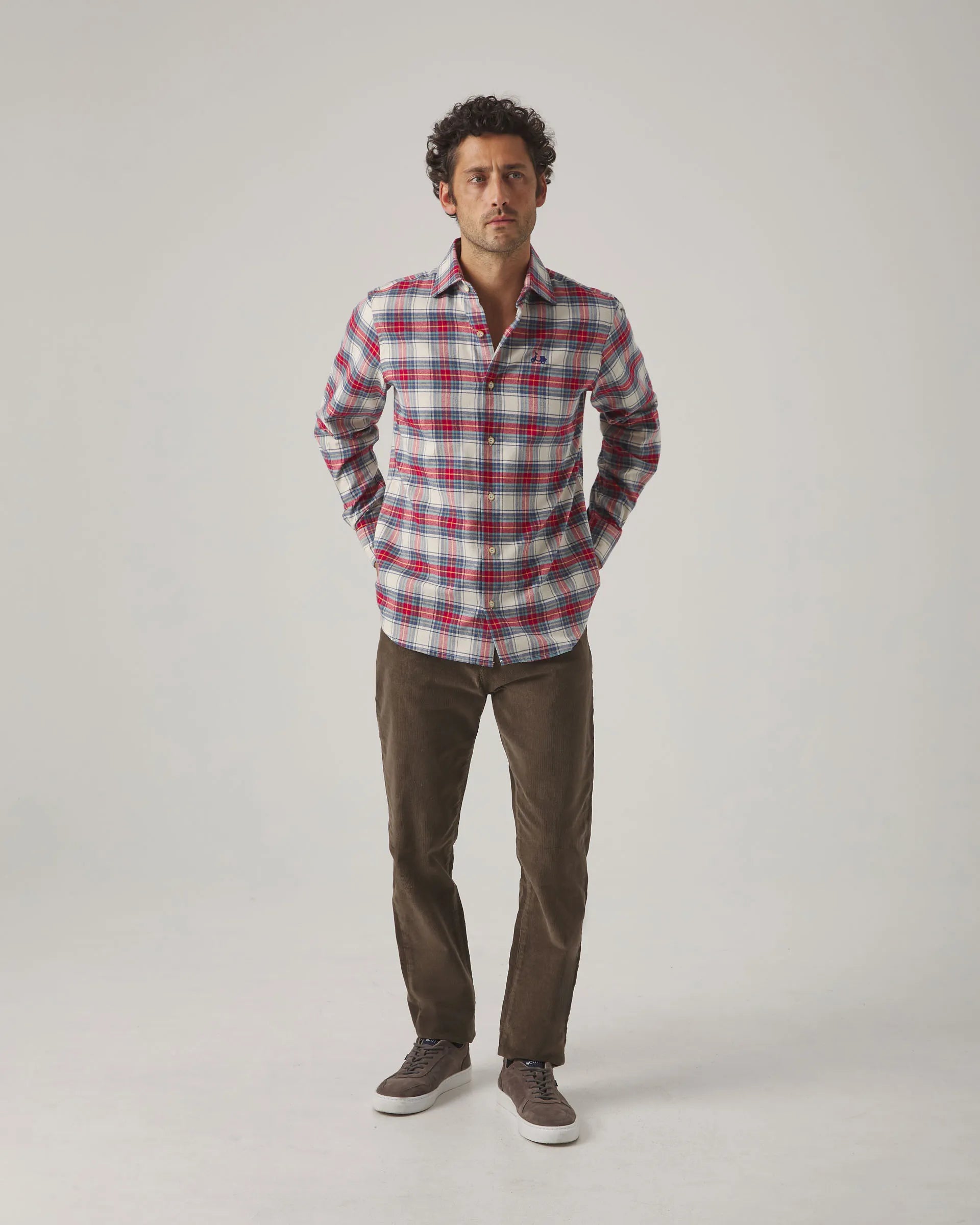 Camisa de cuadros en crudo