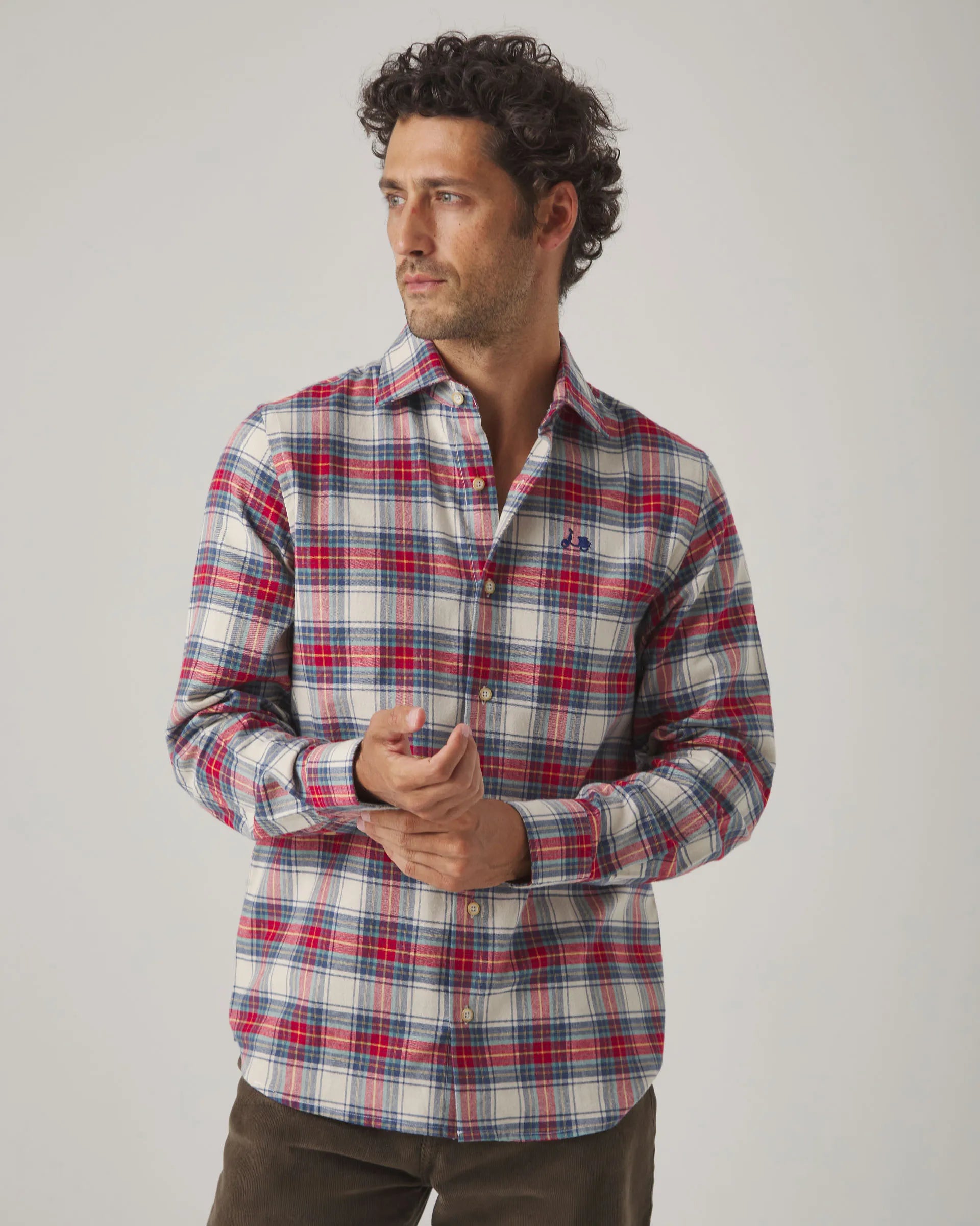Camisa de cuadros en crudo
