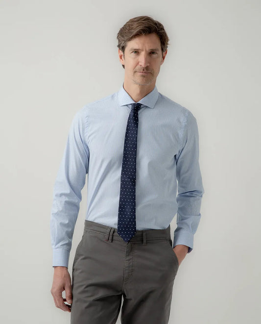 Camisa classic pinzas stripes azulón | SCOTTA