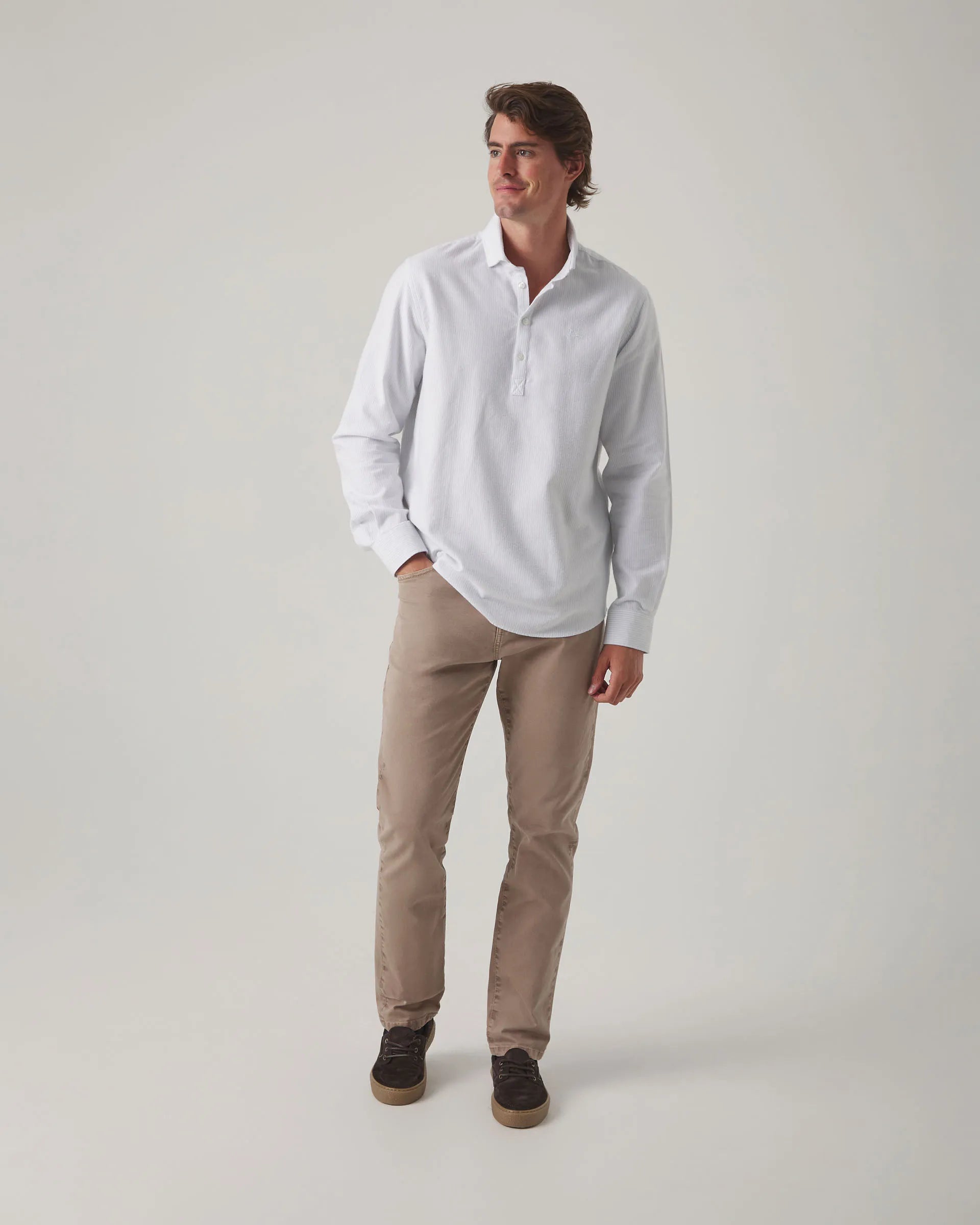 Camisa Polera Stripes Celeste