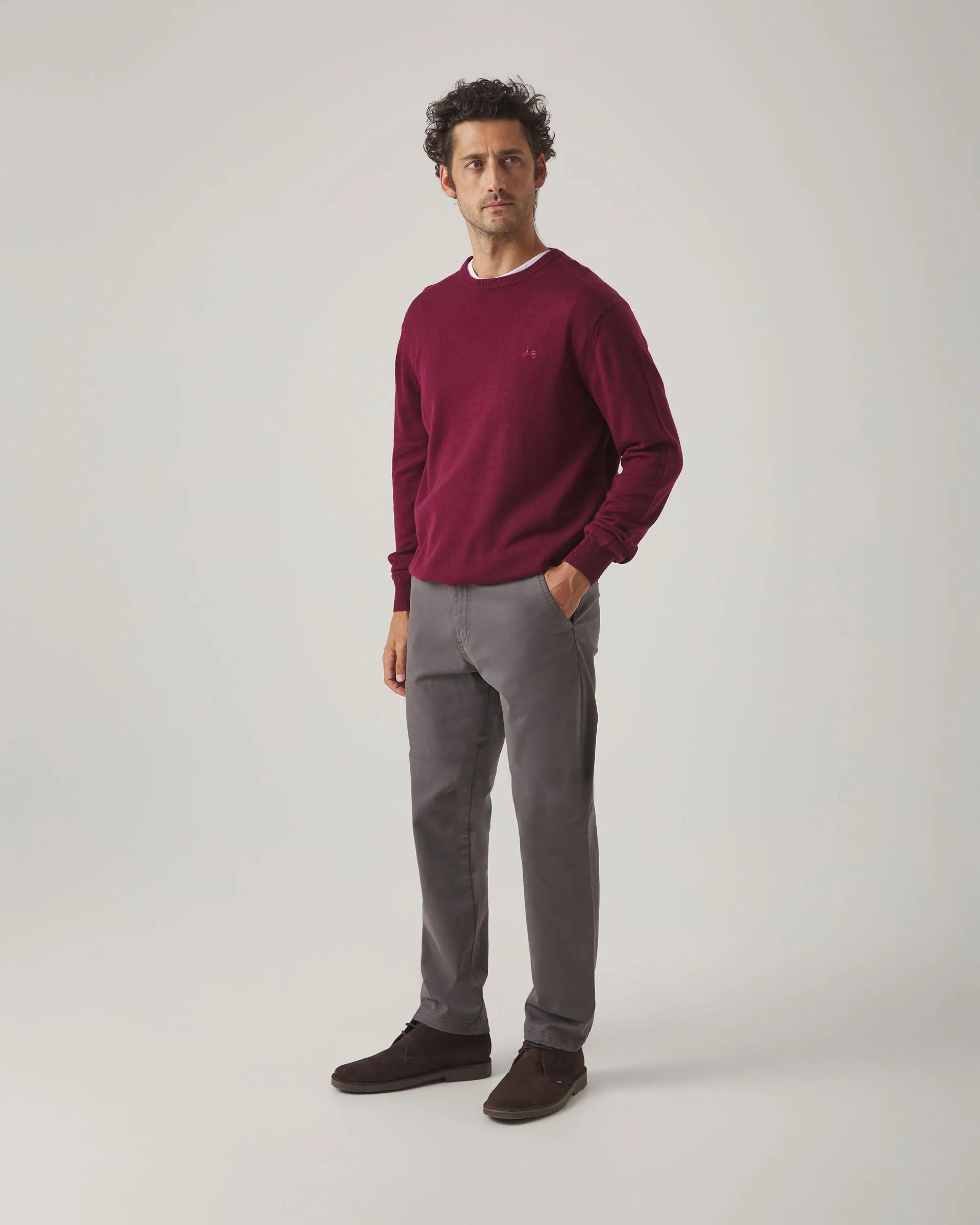 Jersey Crew Neck Merino Burdeos