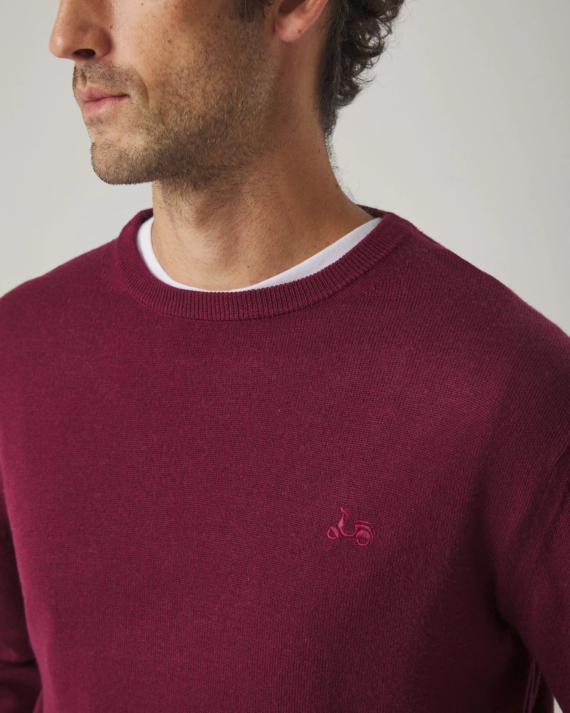 Jersey Crew Neck Merino Burdeos