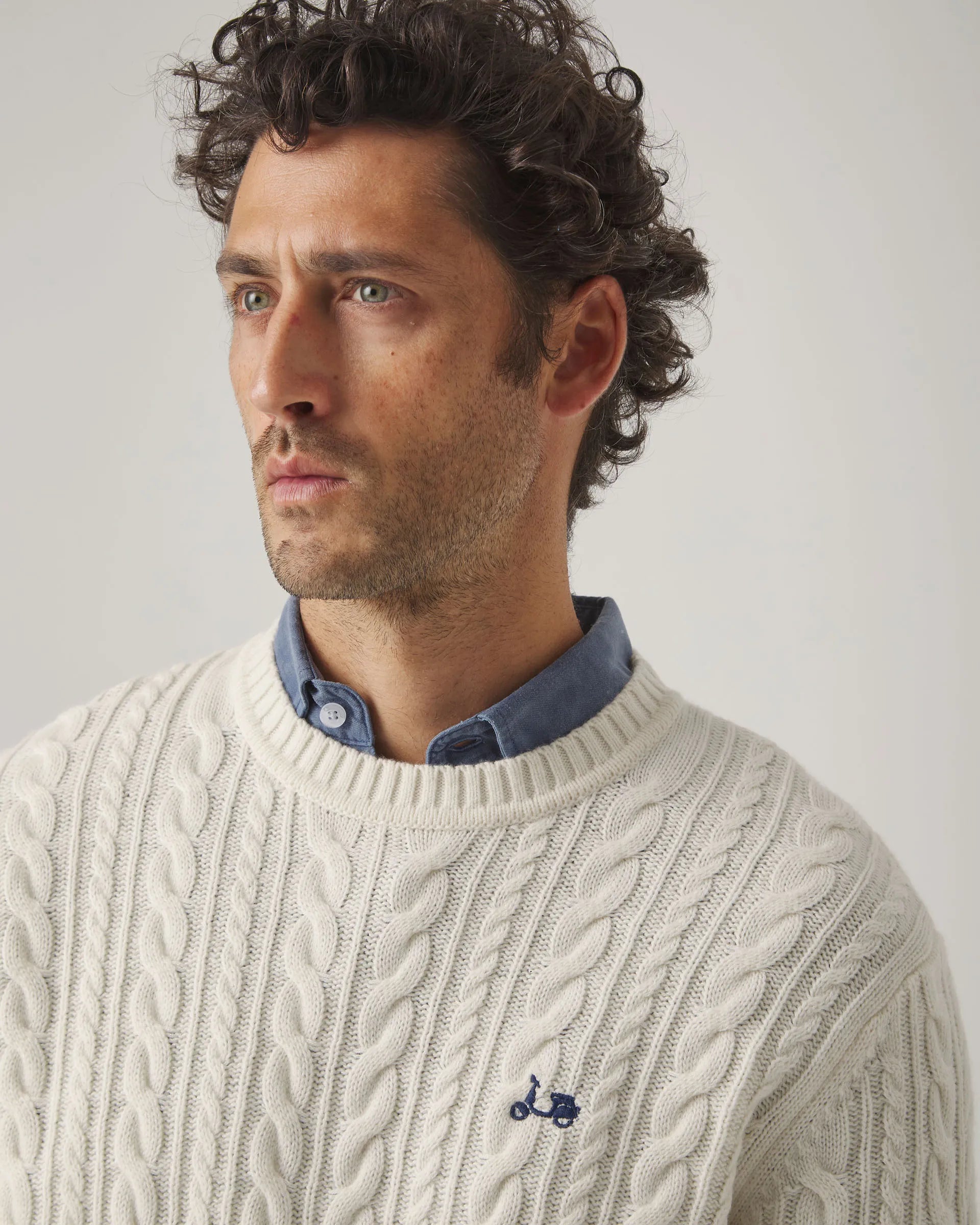 Jersey de lana de ochos en crudo