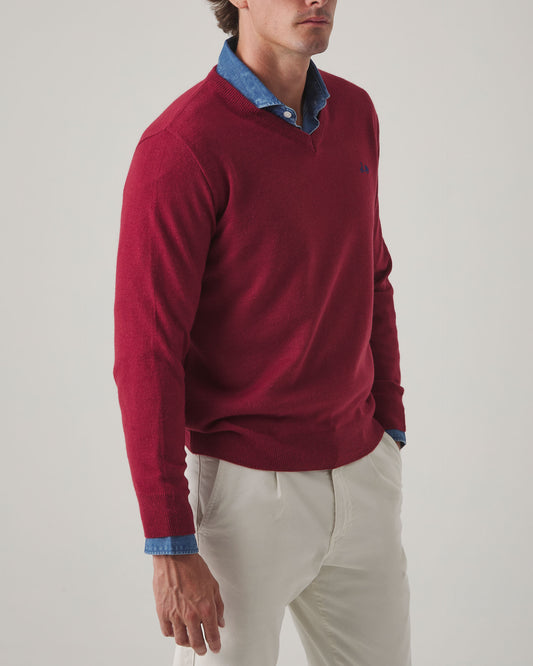 Jersey Iconic V Neck Burdeos